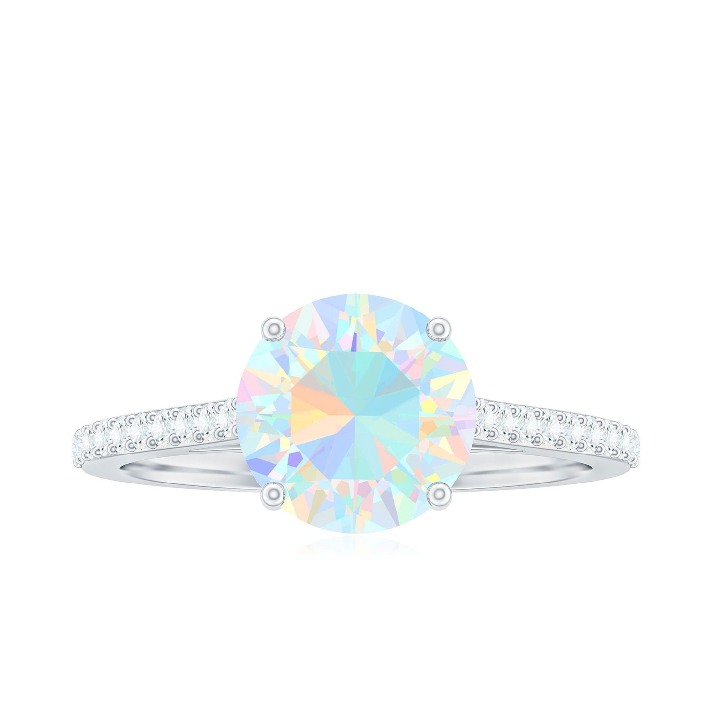 Real 8mm Ethiopian Opal Diamond Engagement Ring with Certificate