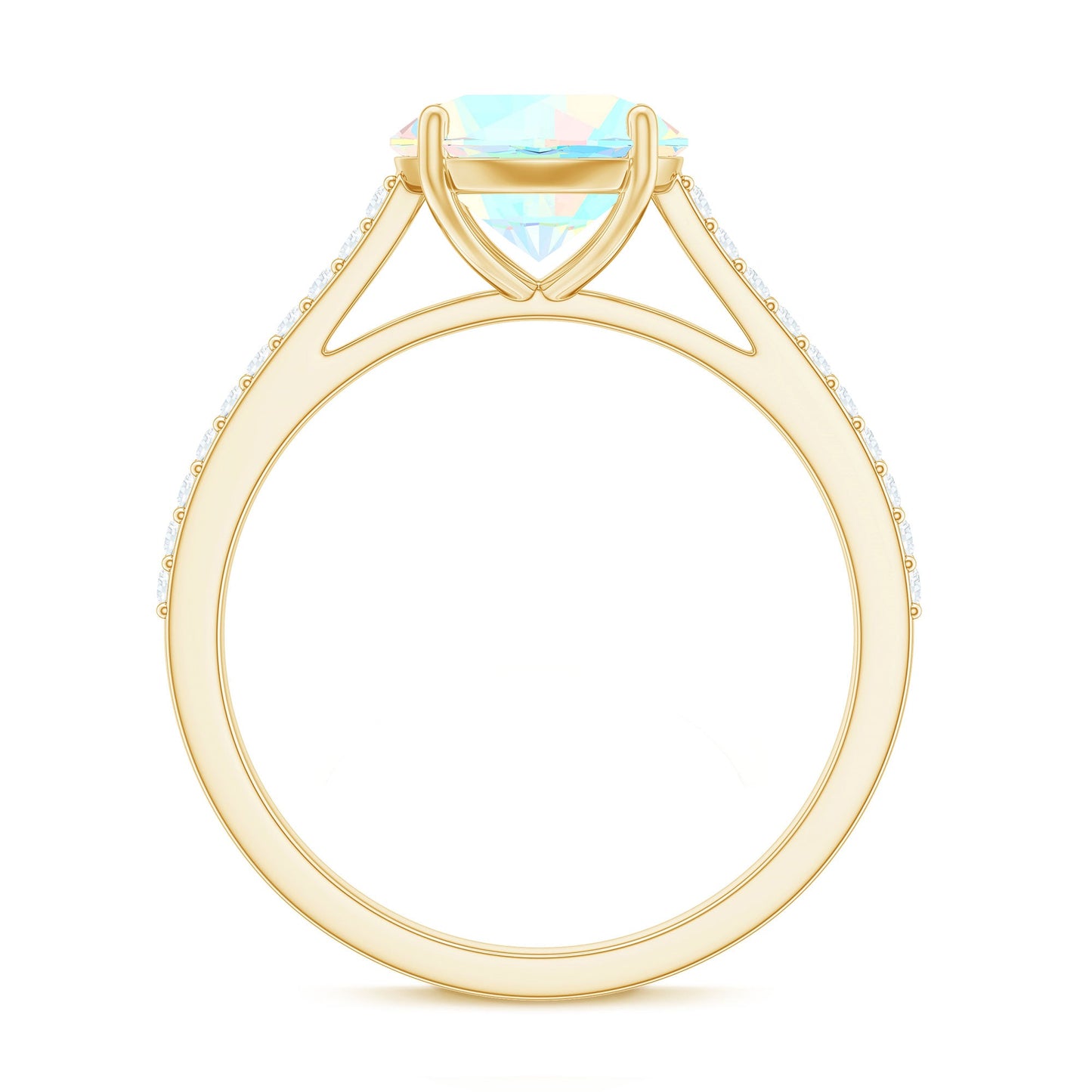 Real 8mm Ethiopian Opal Diamond Engagement Ring with Certificate