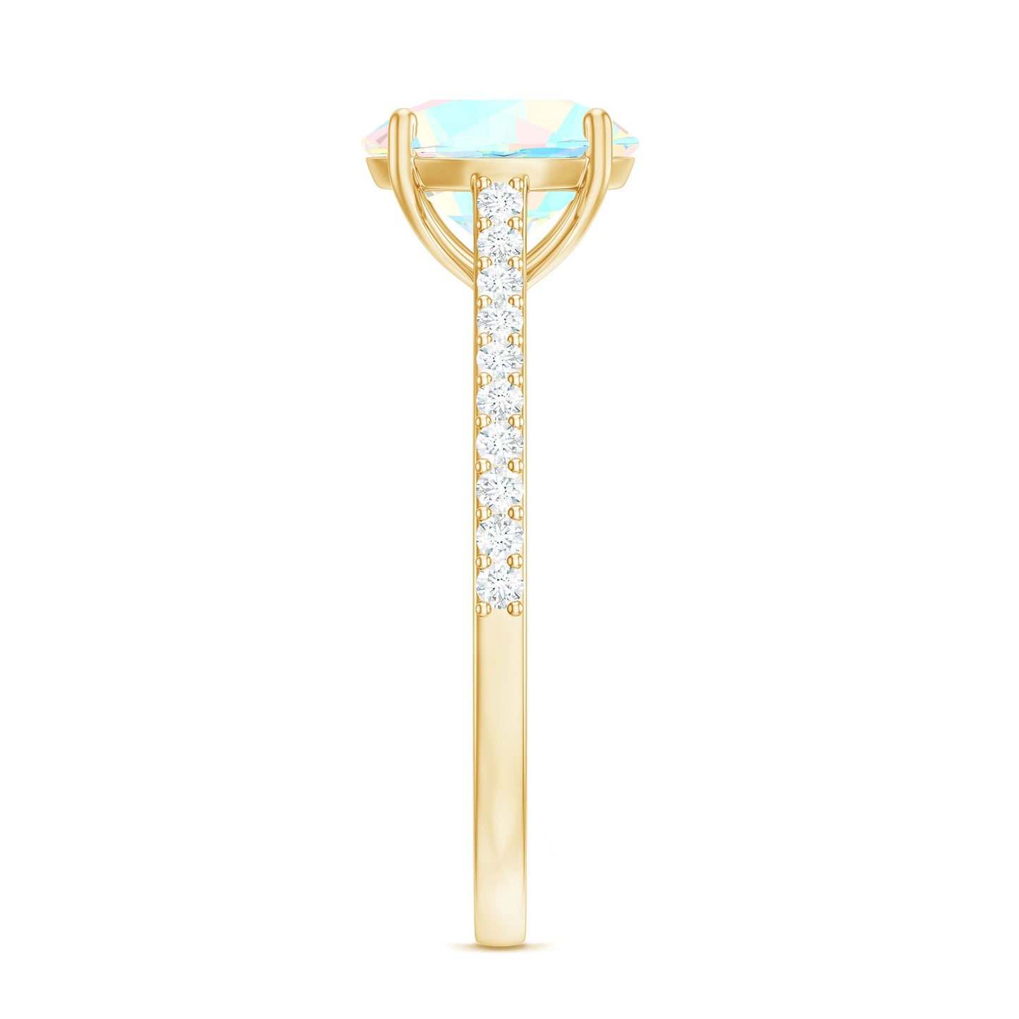 Real 8mm Ethiopian Opal Diamond Engagement Ring with Certificate
