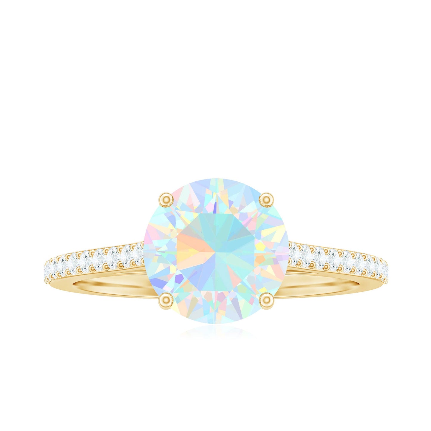 Real 8mm Ethiopian Opal Diamond Engagement Ring with Certificate