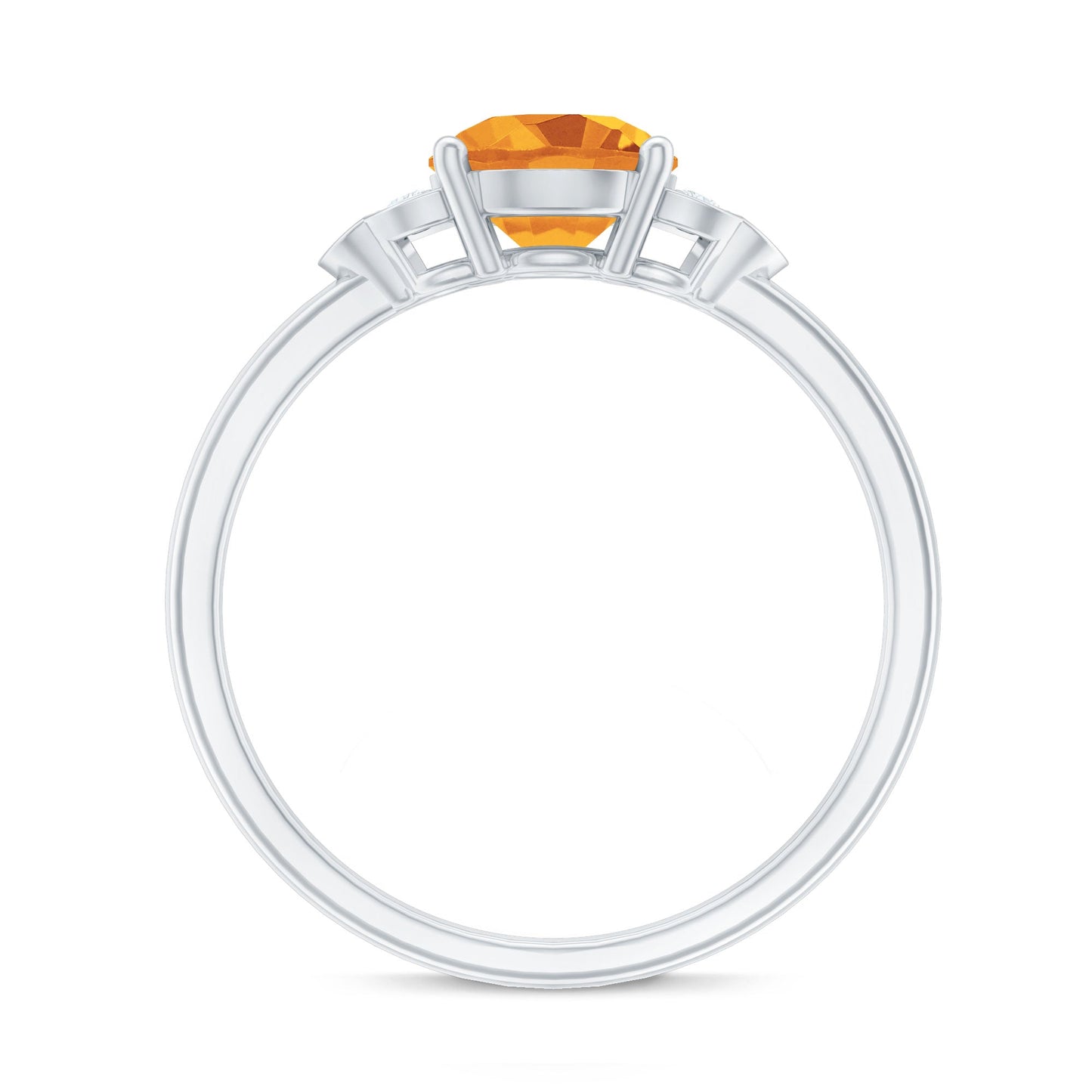 Natural 7mm Citrine Engagement Ring with Diamond Trio