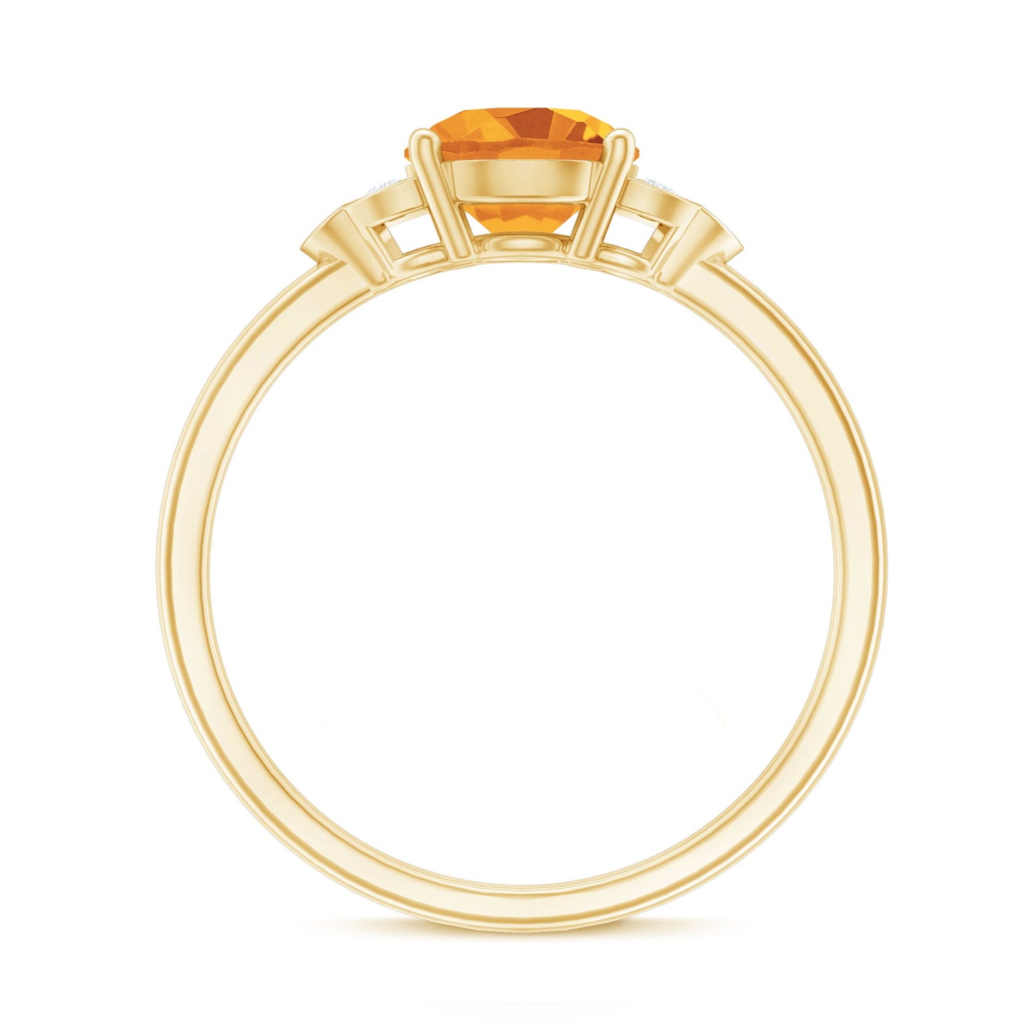 Natural 7mm Citrine Engagement Ring with Diamond Trio