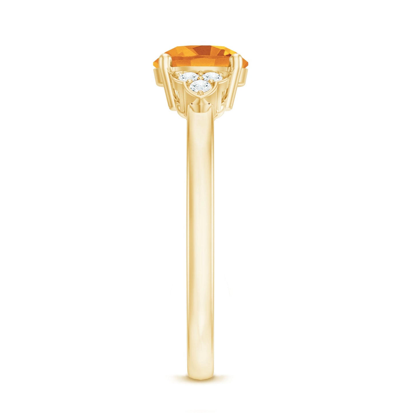 Natural 7mm Citrine Engagement Ring with Diamond Trio