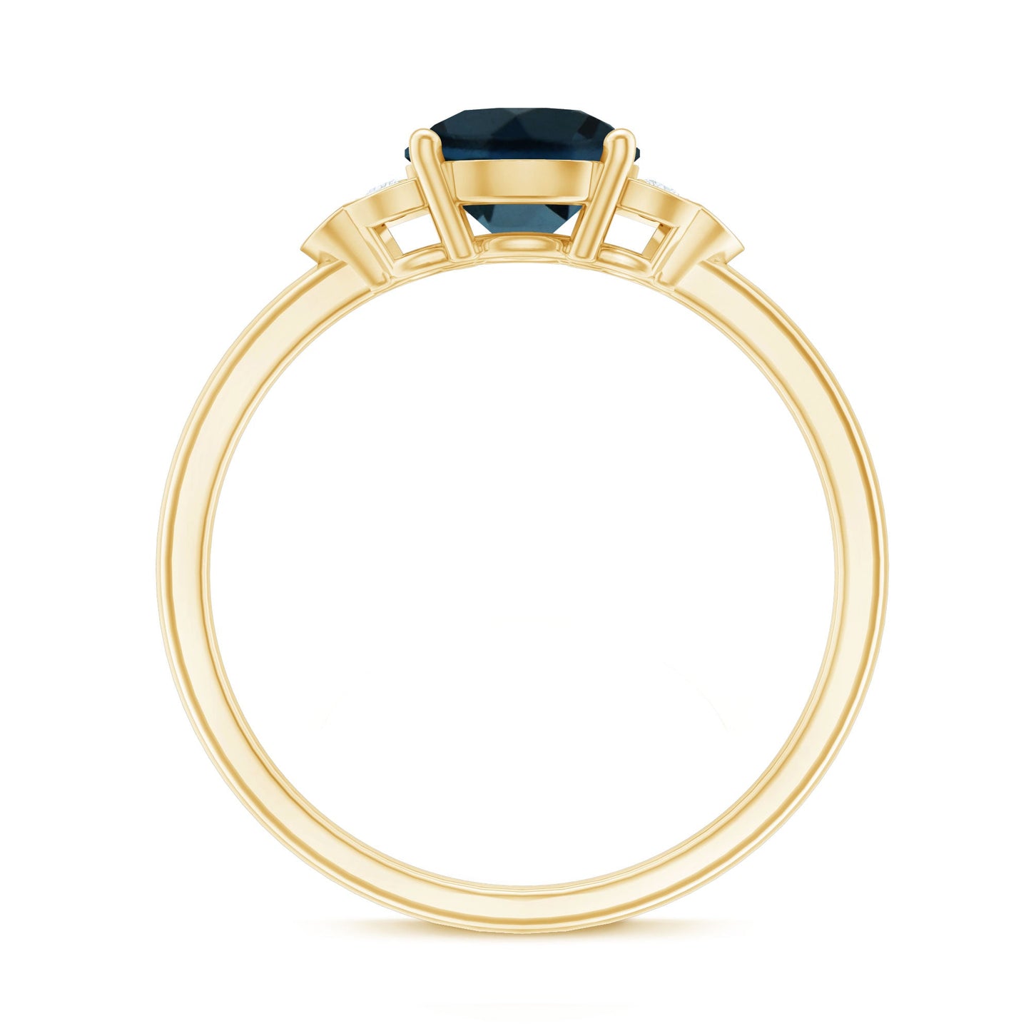 7 mm London Blue Topaz Solitaire Engagement Ring with Diamond Trio
