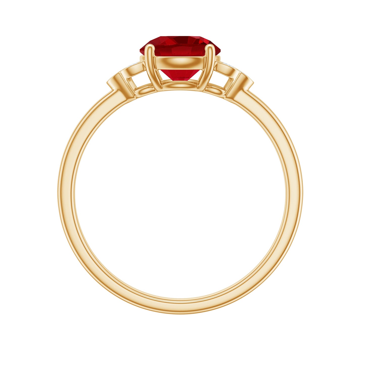 Lab Grown Ruby Solitaire Engagement Ring with Diamond Trio
