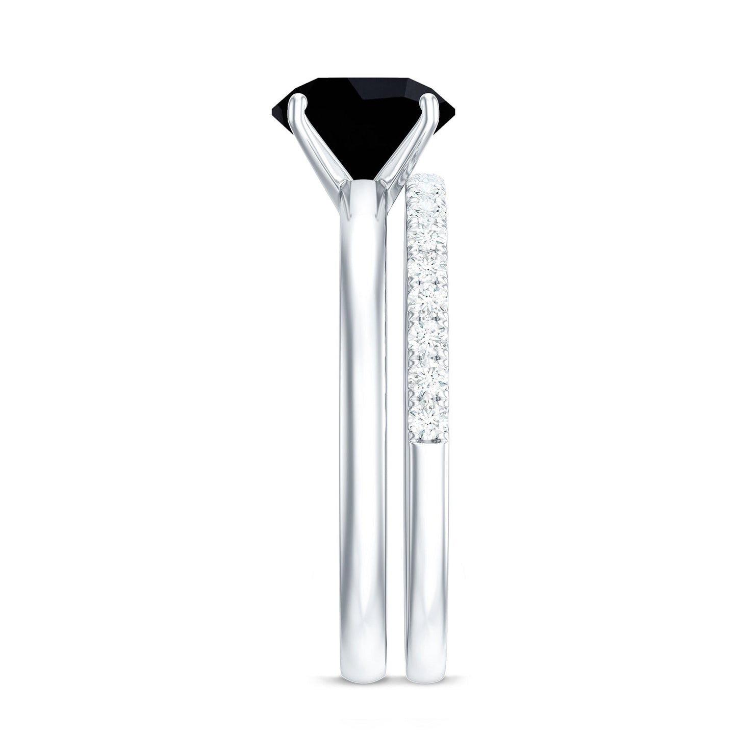 2 Carat Lab Grown Black and White Diamond Engagement Ring with Enhancer
