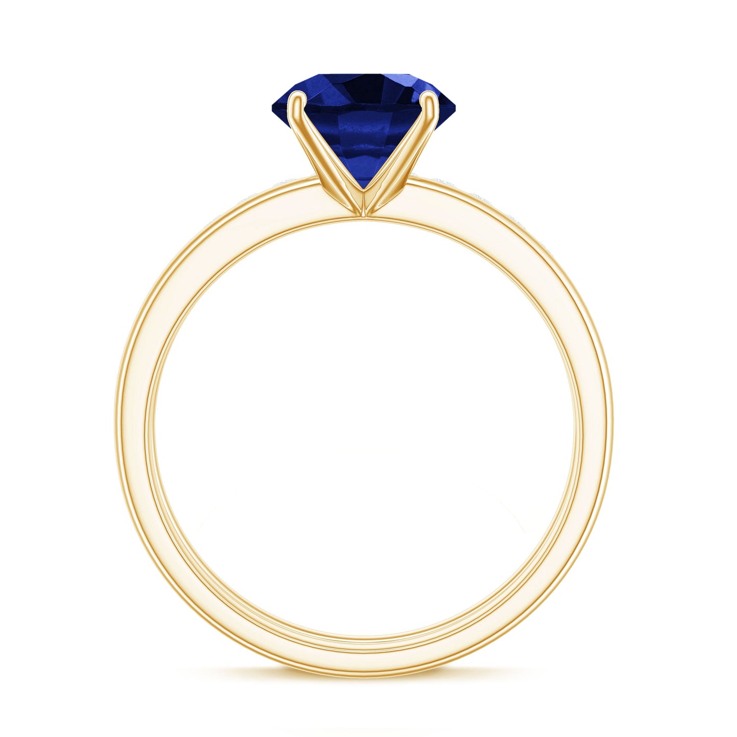 8mm Round Shape Lab Created Blue Sapphire Solitaire Wedding Ring Set with Diamond Band