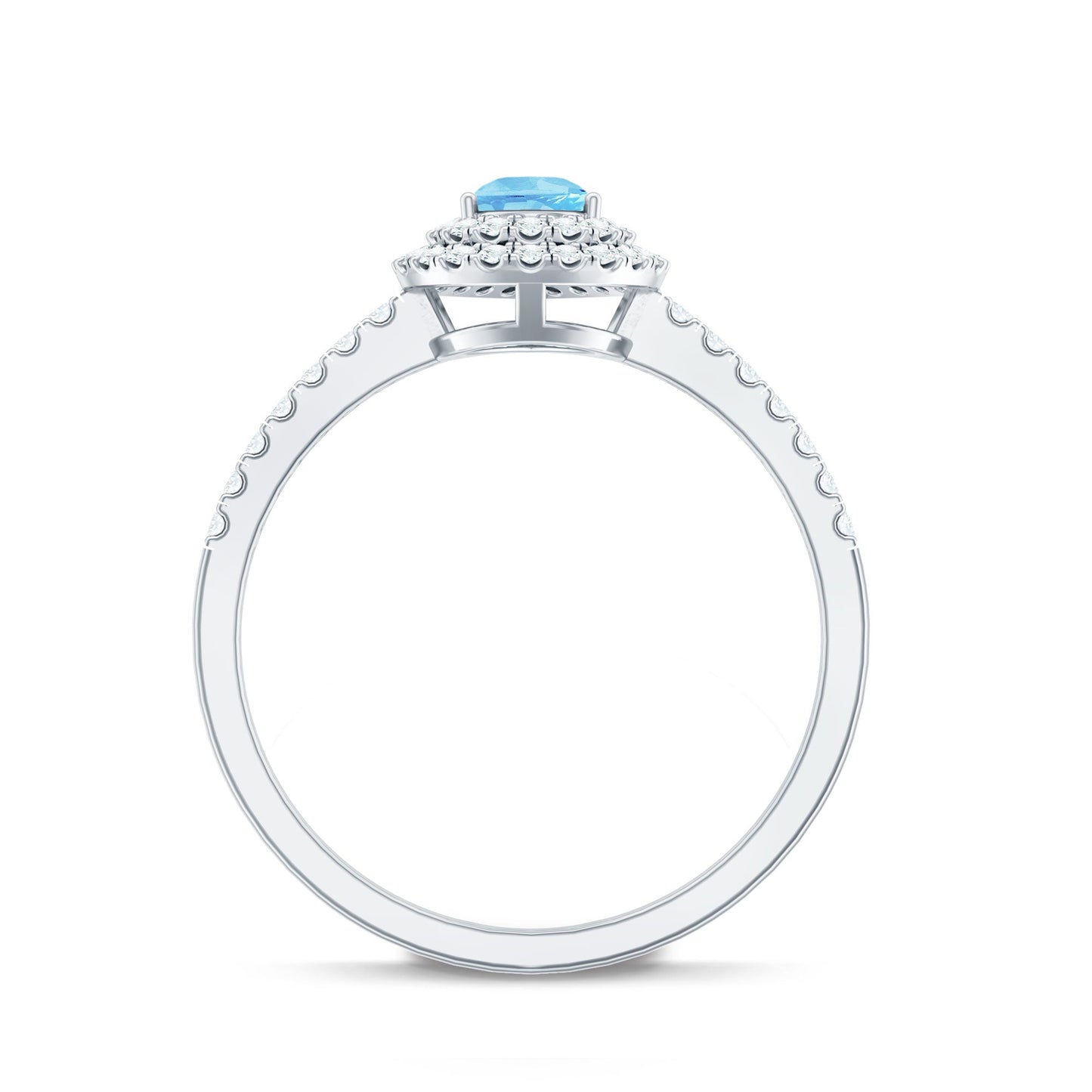 1 CT Classic Aquamarine and Diamond Teardrop Engagement Ring