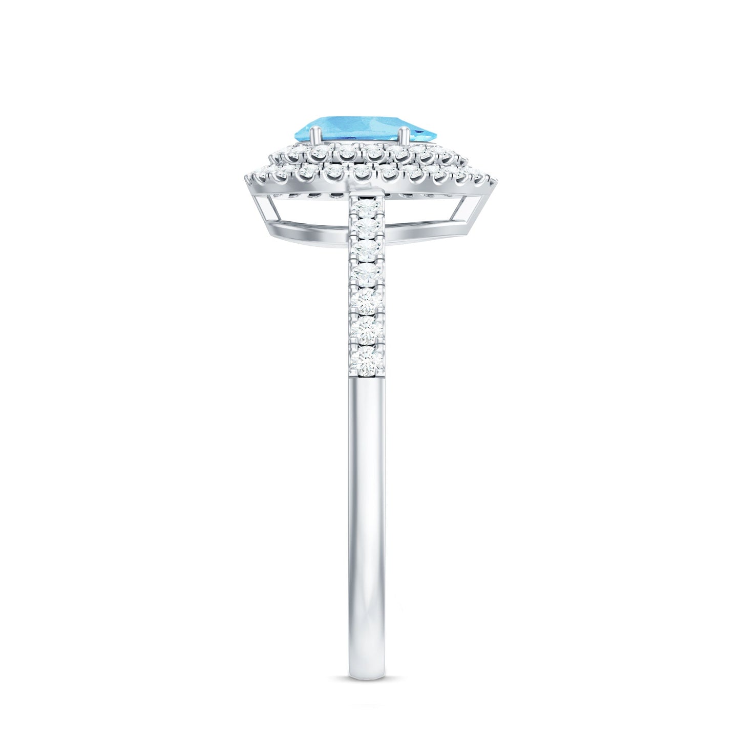 1 CT Classic Aquamarine and Diamond Teardrop Engagement Ring