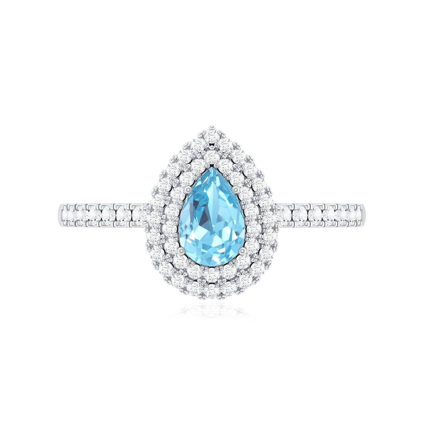 1 CT Classic Aquamarine and Diamond Teardrop Engagement Ring