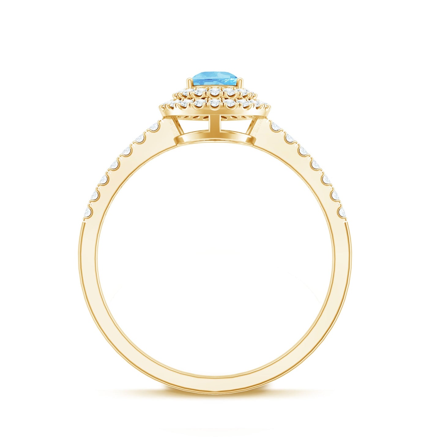 1 CT Classic Aquamarine and Diamond Teardrop Engagement Ring