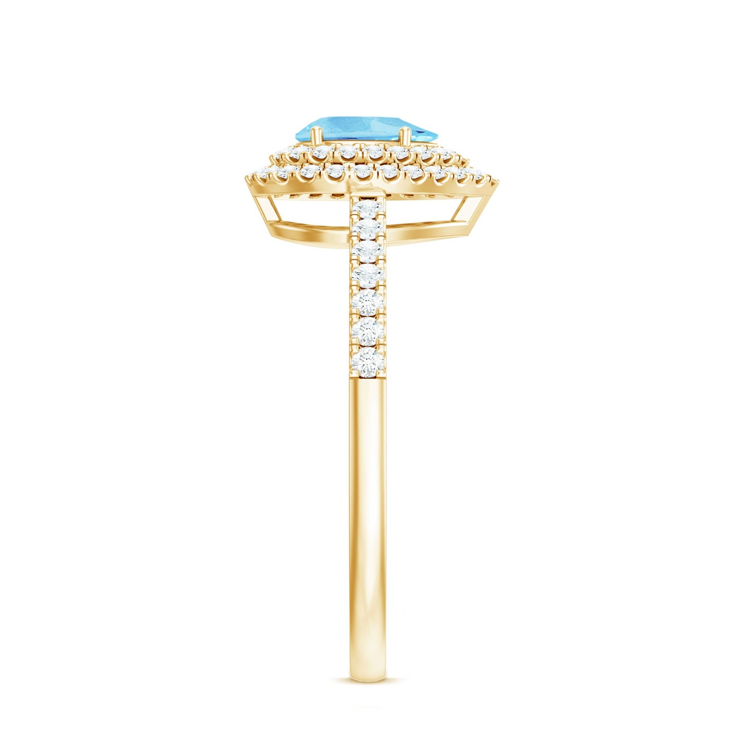 1 CT Classic Aquamarine and Diamond Teardrop Engagement Ring