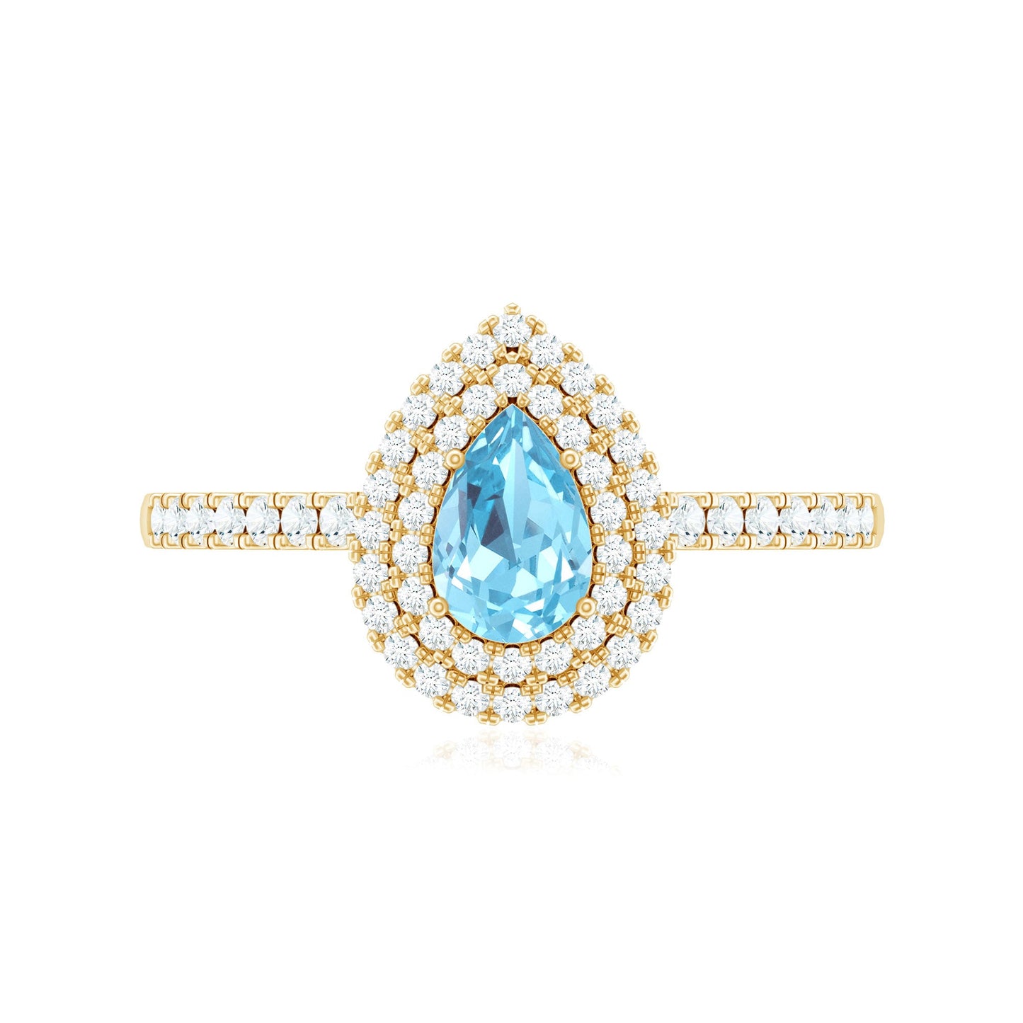 1 CT Classic Aquamarine and Diamond Teardrop Engagement Ring