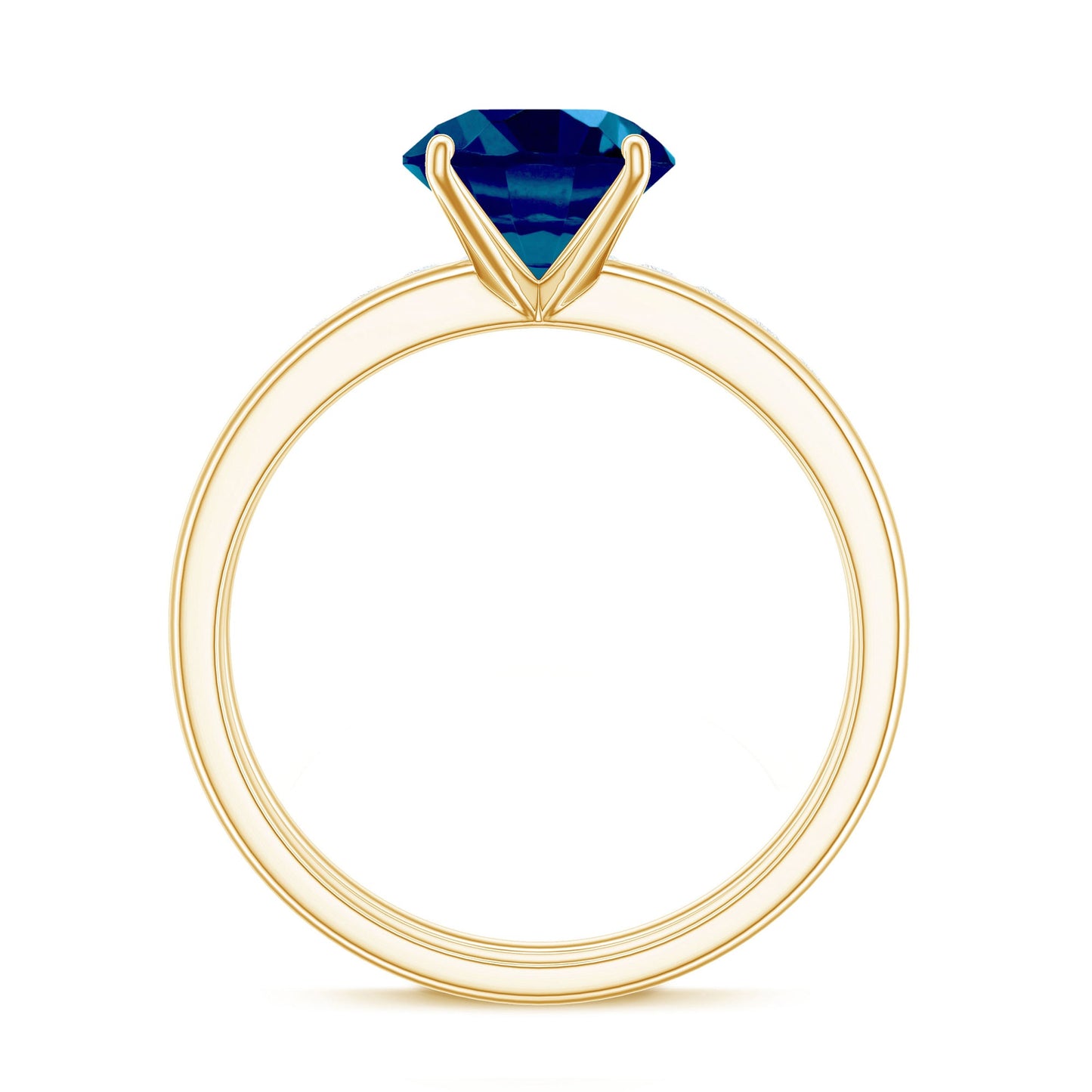 8mm Round London Blue Topaz Solitaire Engagement Ring with Diamond Band