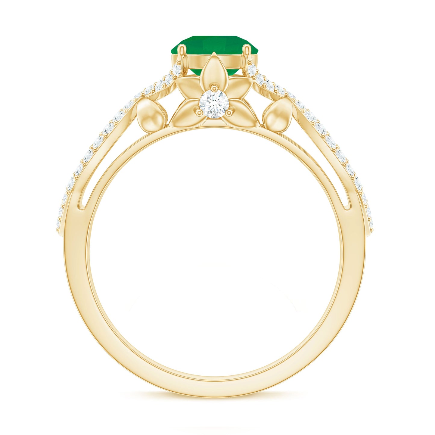 Designer Emerald Crossover Engagement Ring with Diamond