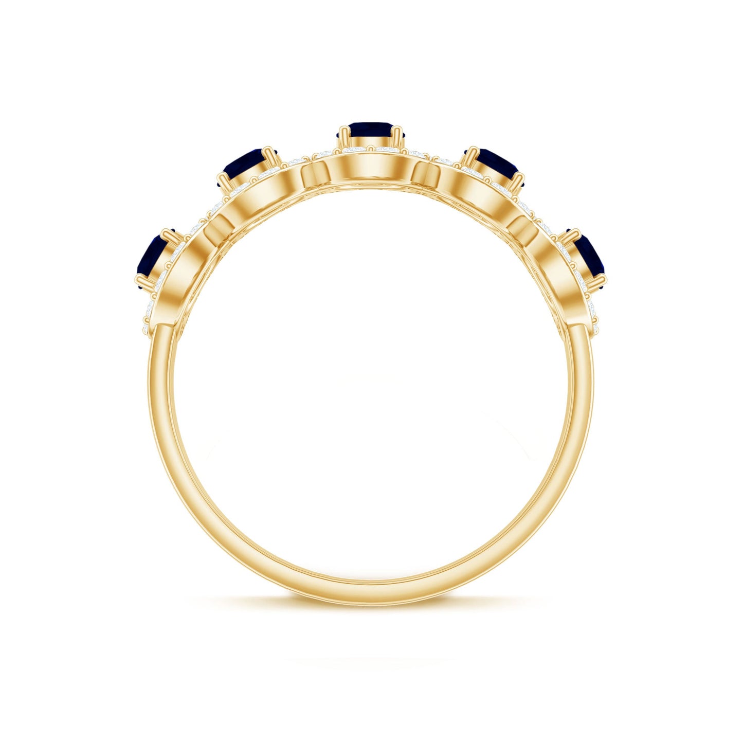 1.75 CT Round Shape Blue Sapphire and Diamond Halo Classic Band Ring