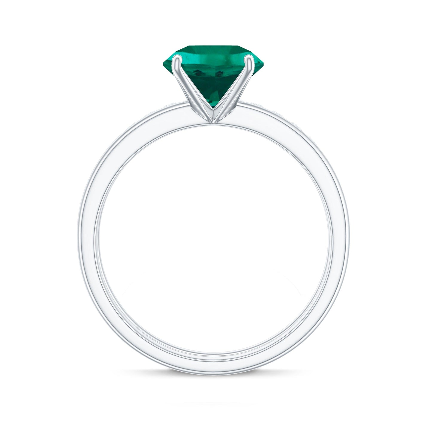 Certified Solitaire Lab Grown Emerald Engagement Ring with Diamond Wedding Band