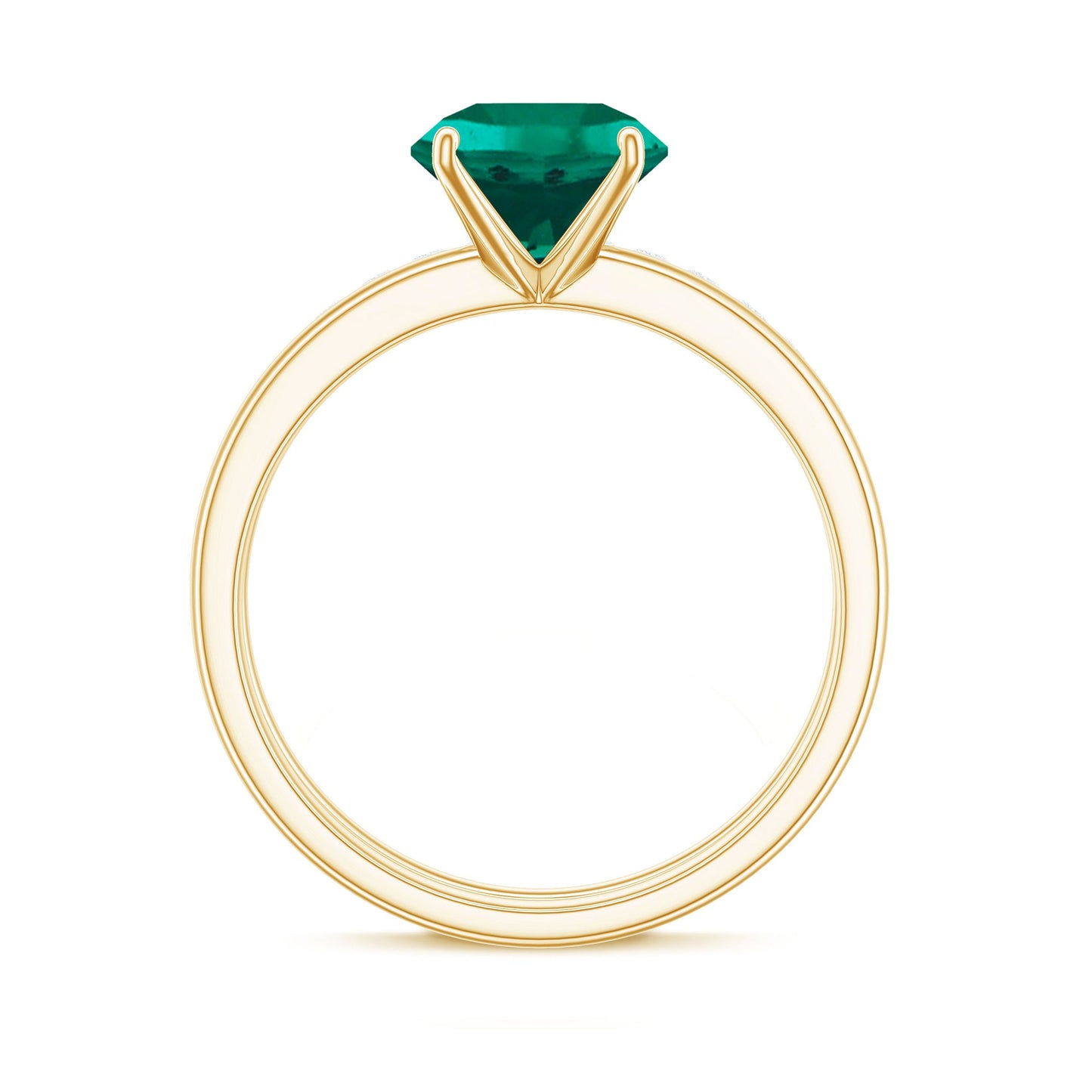 Certified Solitaire Lab Grown Emerald Engagement Ring with Diamond Wedding Band