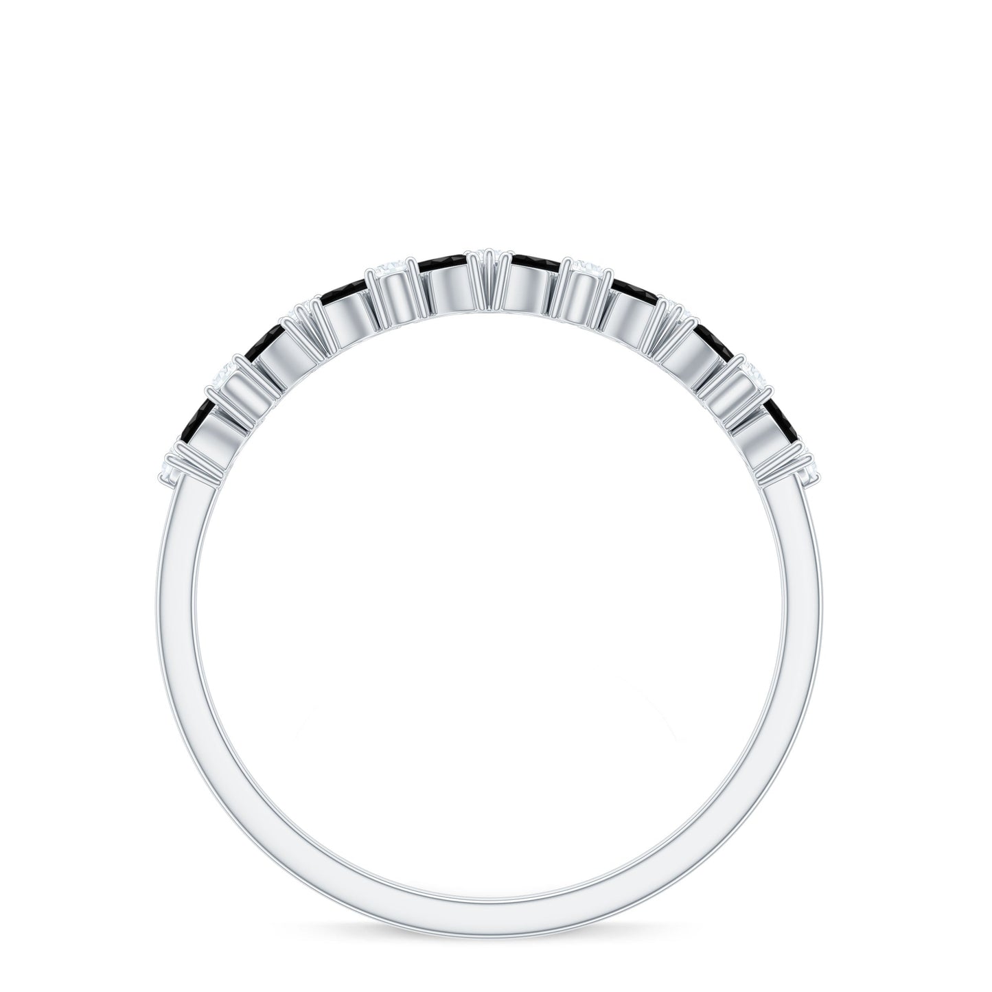Marquise Created Black Diamond and Diamond Half Eternity Ring