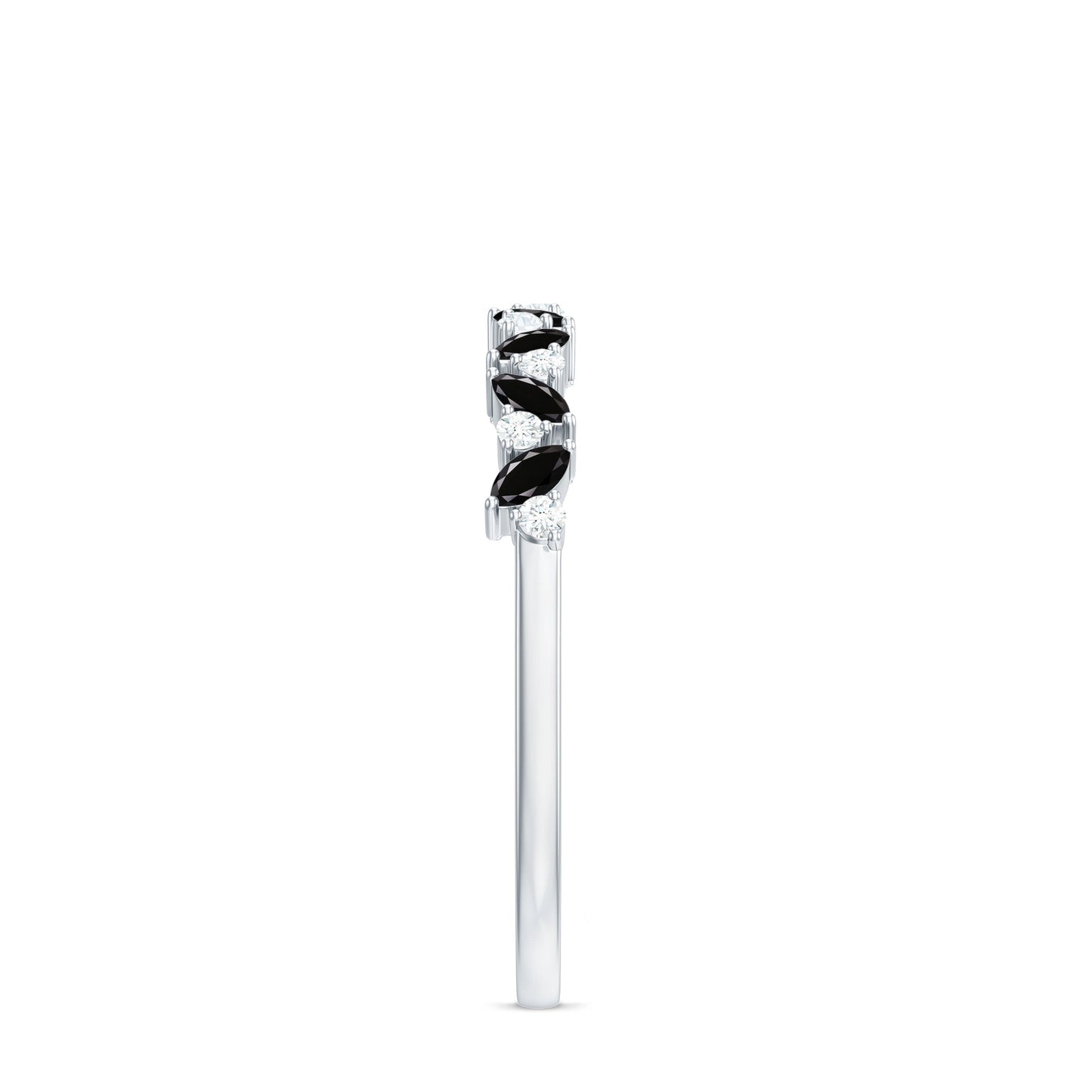 Marquise Created Black Diamond and Diamond Half Eternity Ring