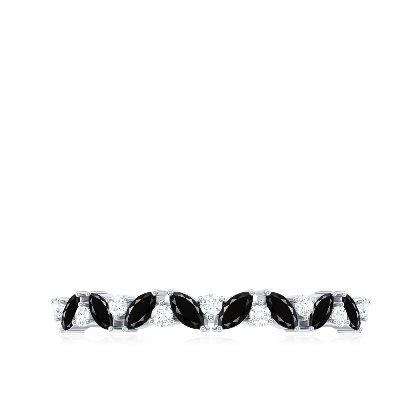 Marquise Created Black Diamond and Diamond Half Eternity Ring
