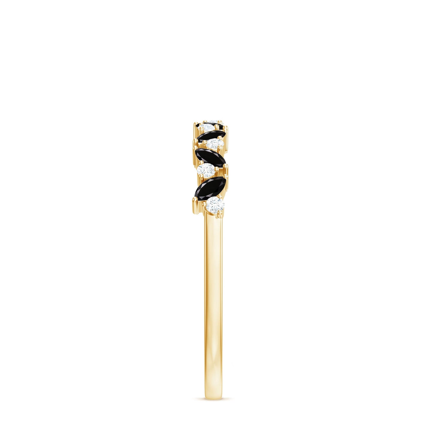 Marquise Created Black Diamond and Diamond Half Eternity Ring