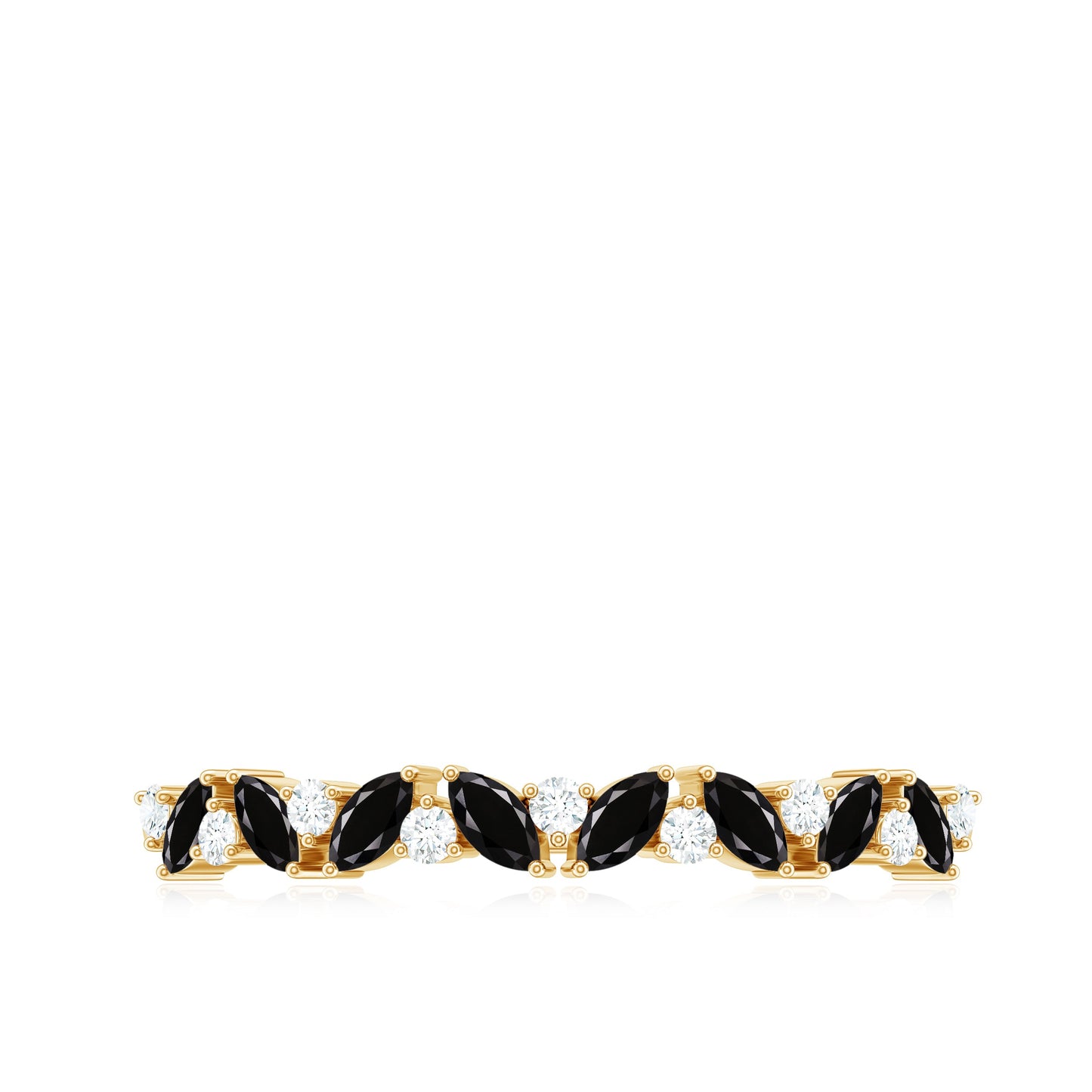 Marquise Created Black Diamond and Diamond Half Eternity Ring