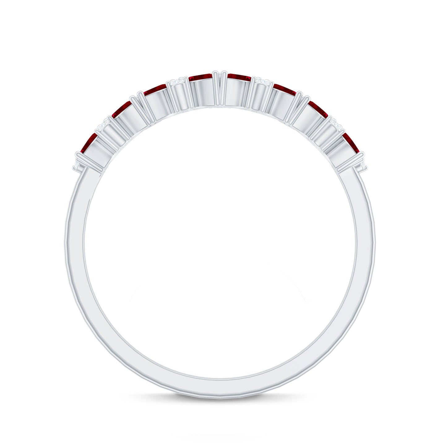 Natural Marquise Ruby Half Eternity Ring with Diamond