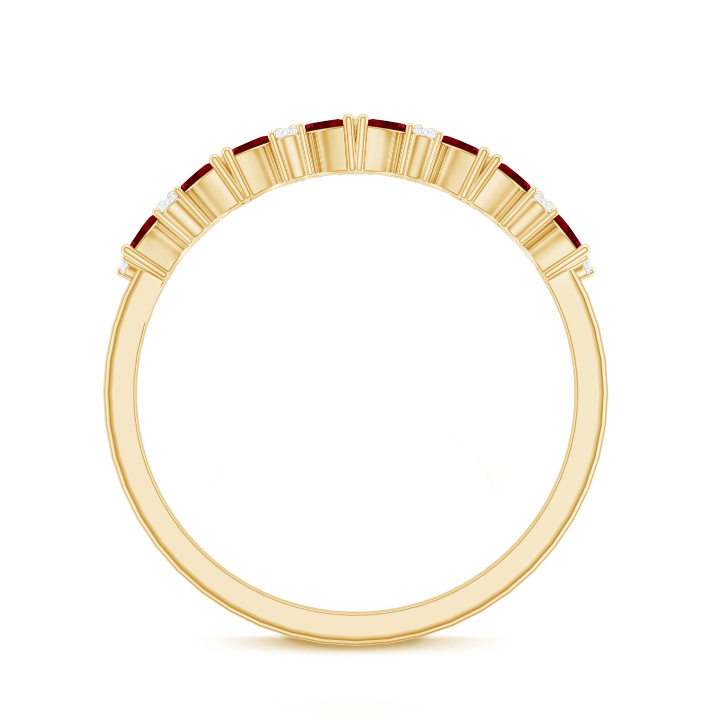 Natural Marquise Ruby Half Eternity Ring with Diamond