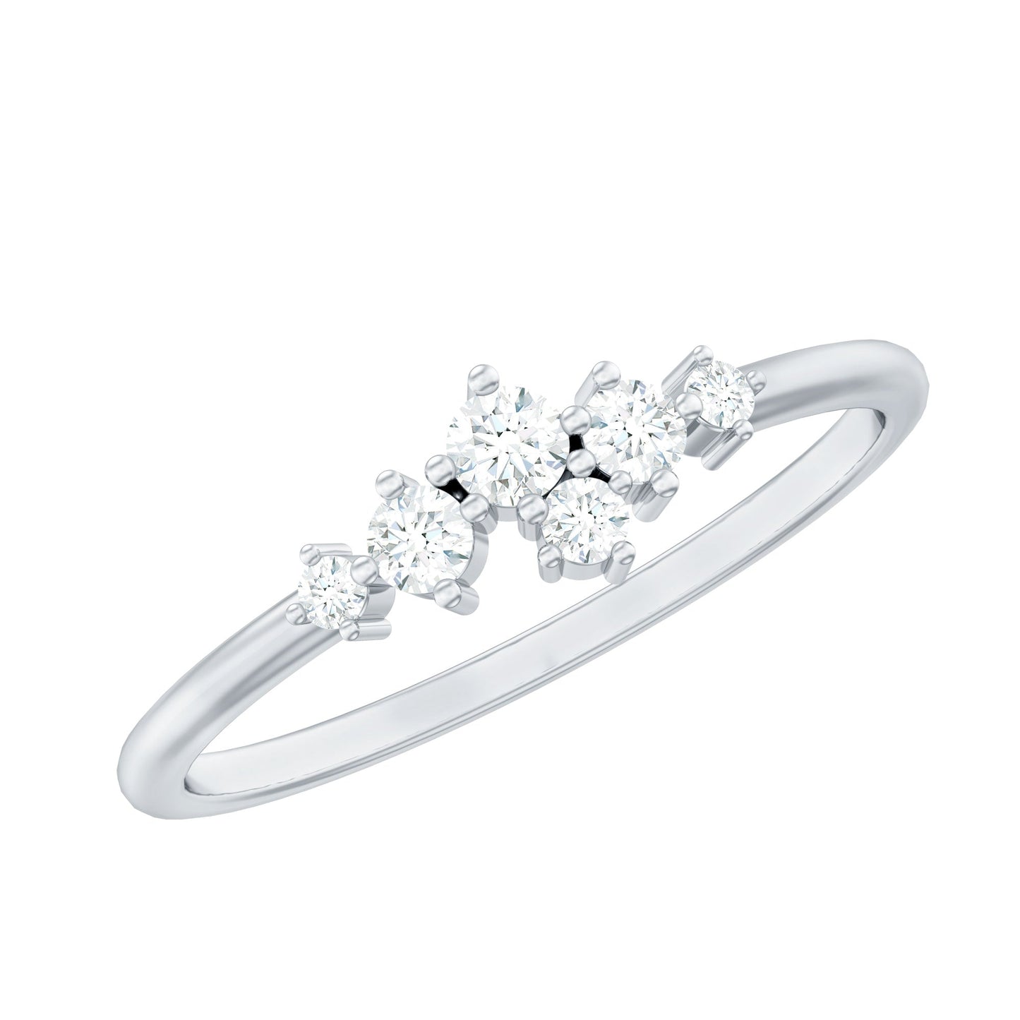 Certified Moissanite Cluster Promise Ring