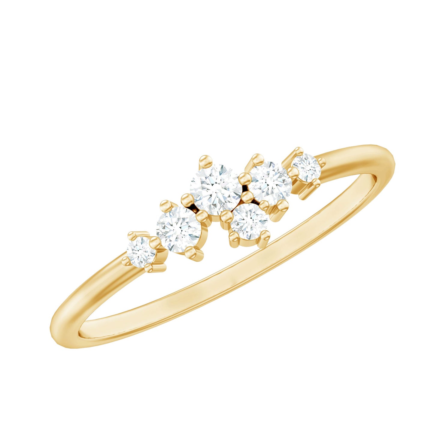 Certified Moissanite Cluster Promise Ring