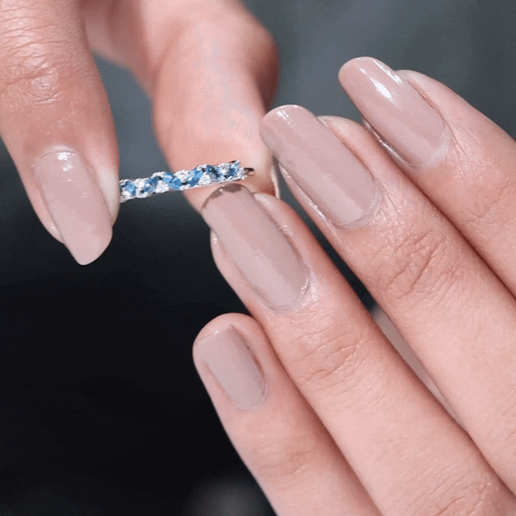 Marquise London Blue Topaz Anniversary Ring with Diamond