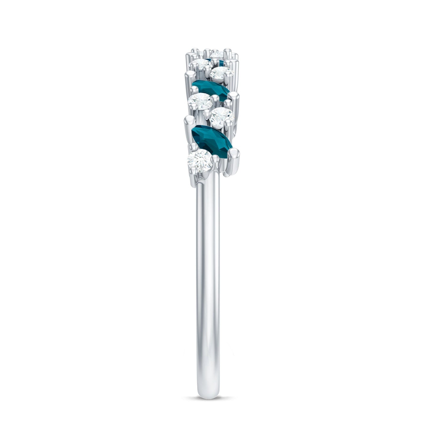 Marquise London Blue Topaz Anniversary Ring with Diamond