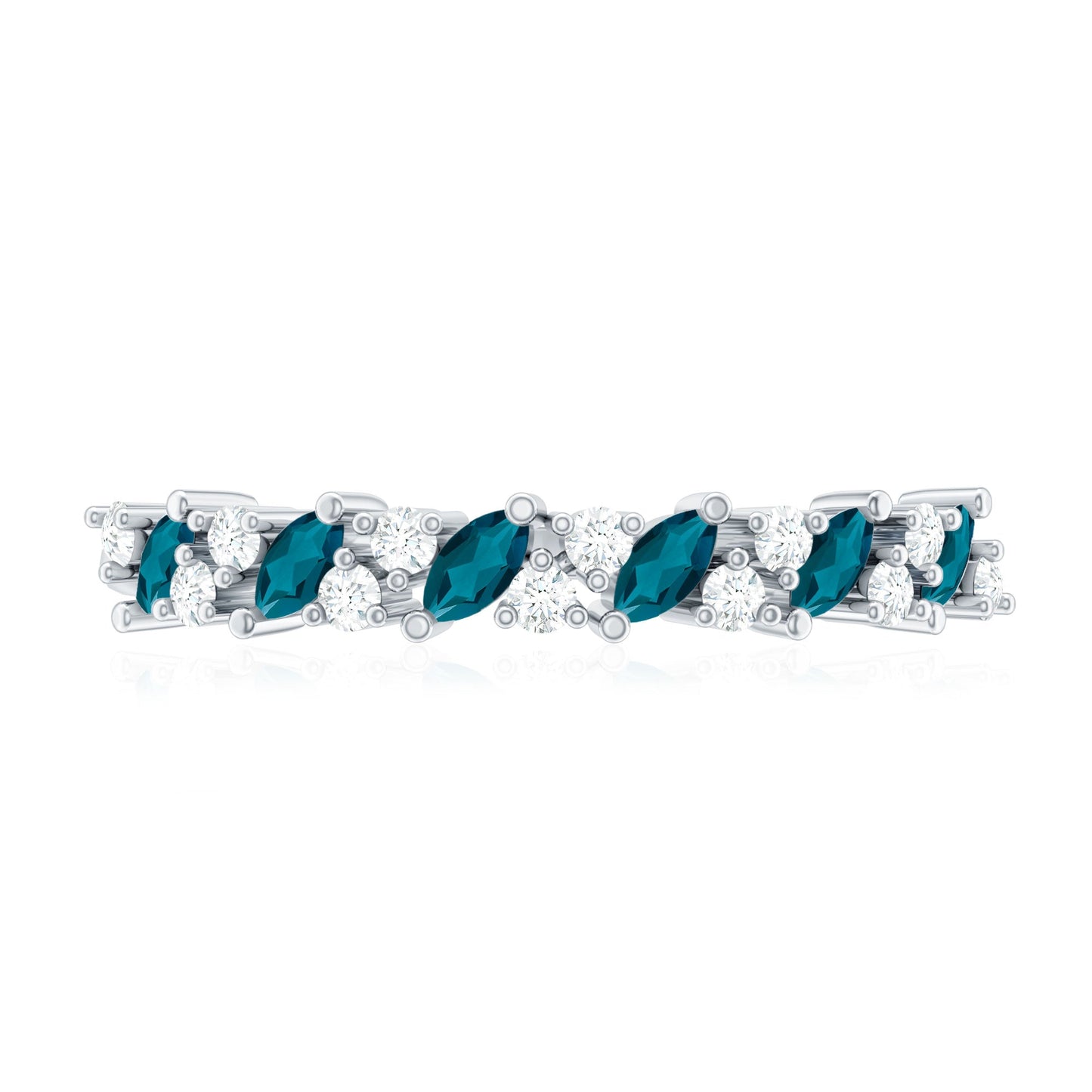 Marquise London Blue Topaz Anniversary Ring with Diamond