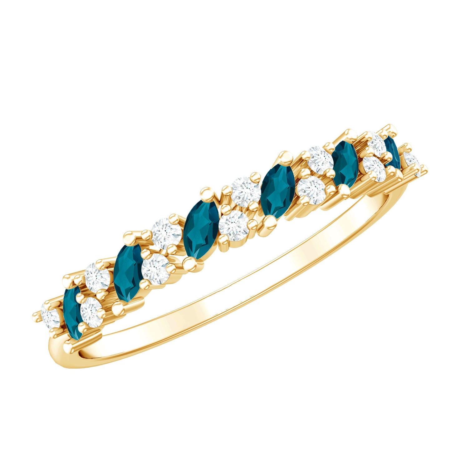 Marquise London Blue Topaz Anniversary Ring with Diamond