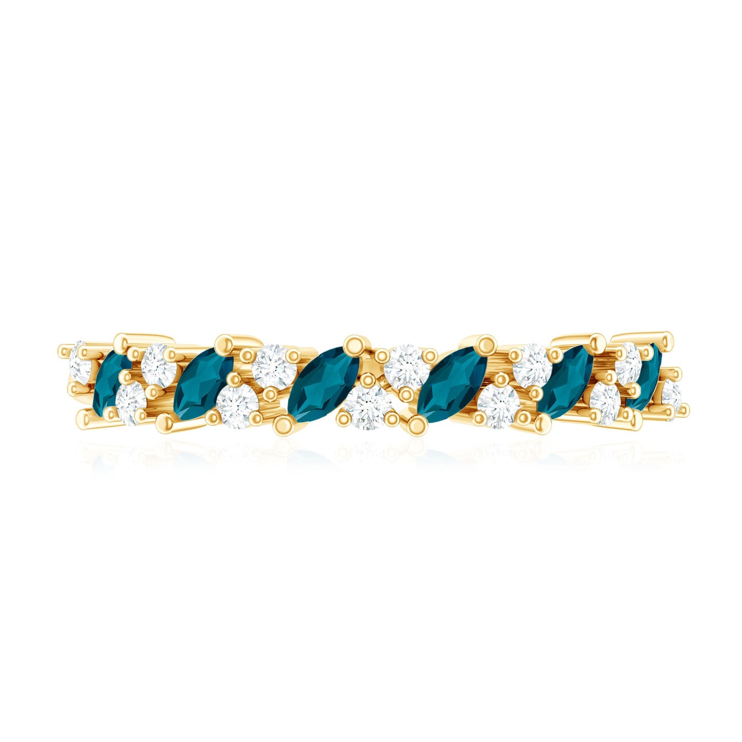 Marquise London Blue Topaz Anniversary Ring with Diamond