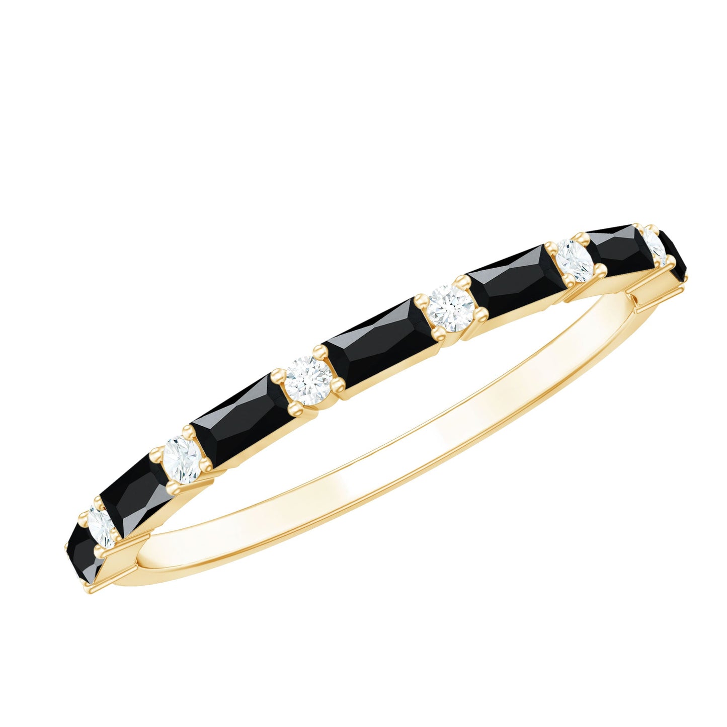 Certified Baguette Lab Grown Black and White Diamond Half Eternity Ring