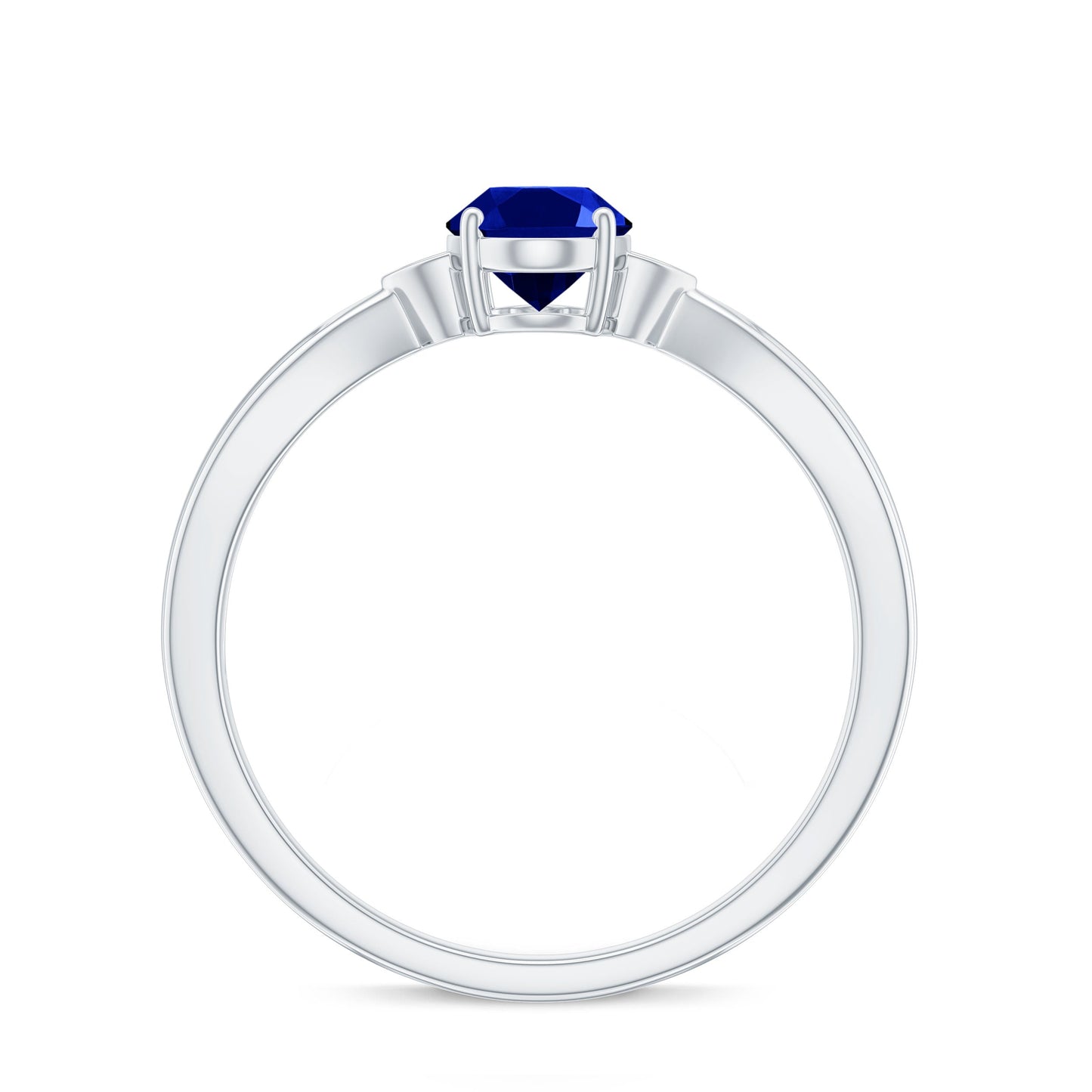 Certified 1 Carat Oval Lab Grown Blue Sapphire Solitaire Engagement Ring with Diamond