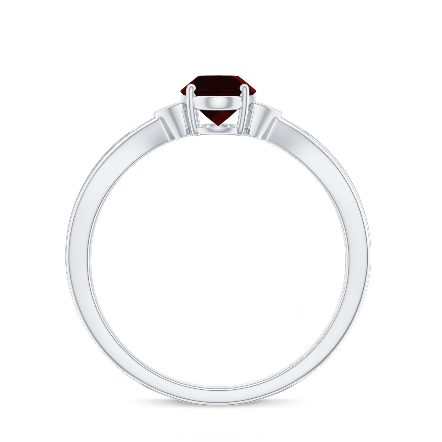 Certified Natural Garnet Diamond Oval Engagement Ring with Pinched Shank