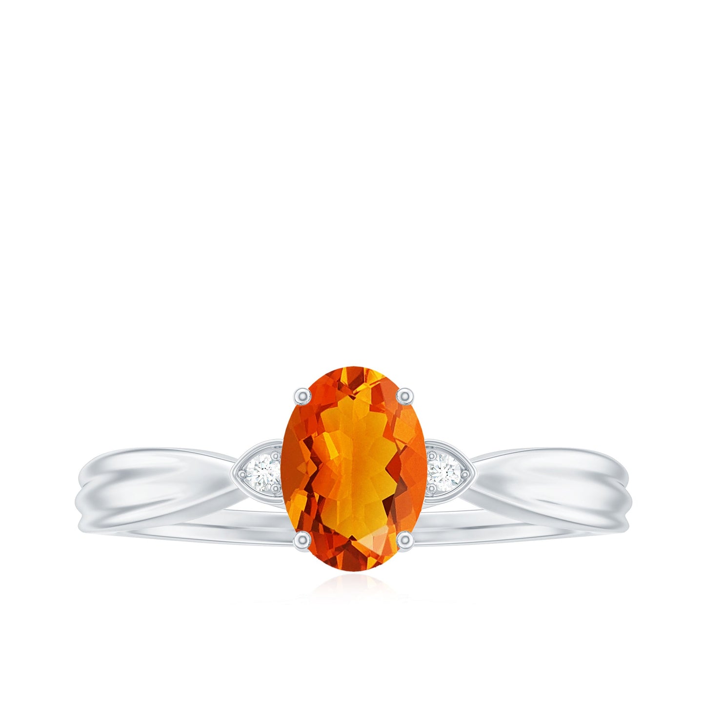3/4 CT Oval Shape Fire Opal Engagement Ring with Diamond