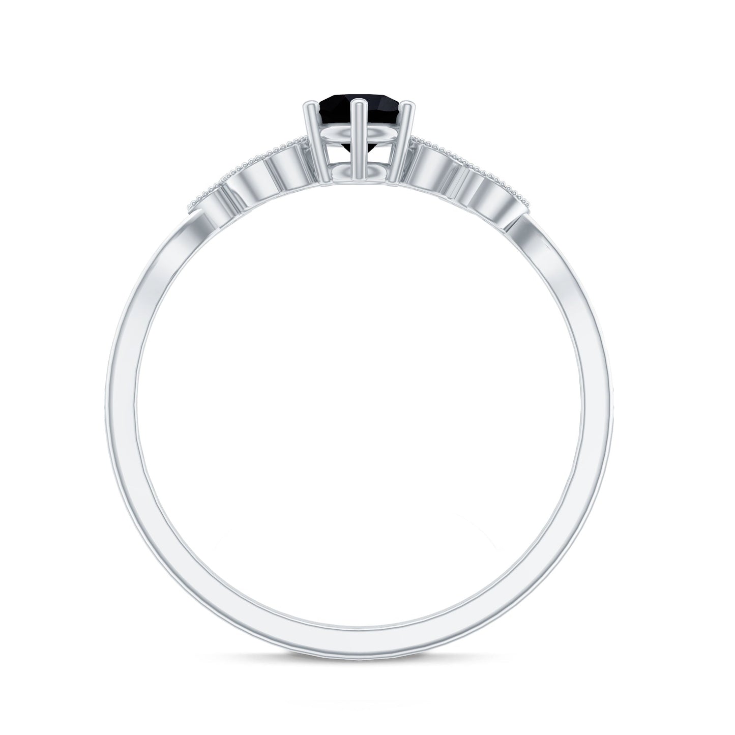 Nature Inspired Black Spinel Proposal Ring with Diamond