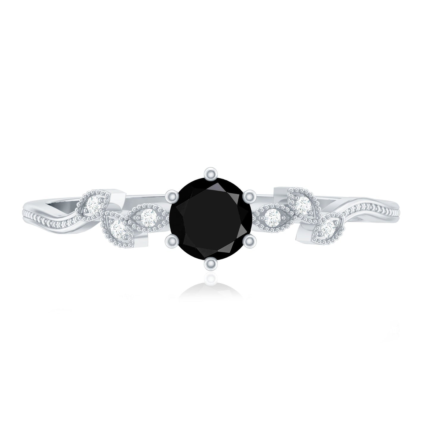 Nature Inspired Black Spinel Proposal Ring with Diamond