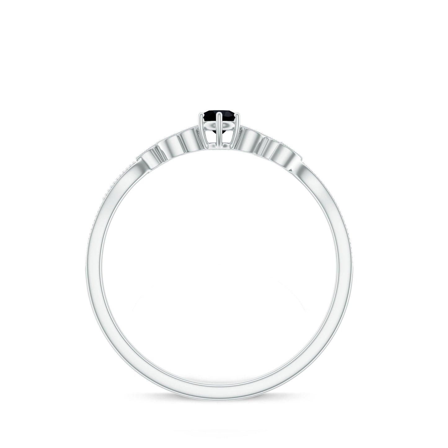 Black Onyx and Diamond Nature Inspired Promise Ring