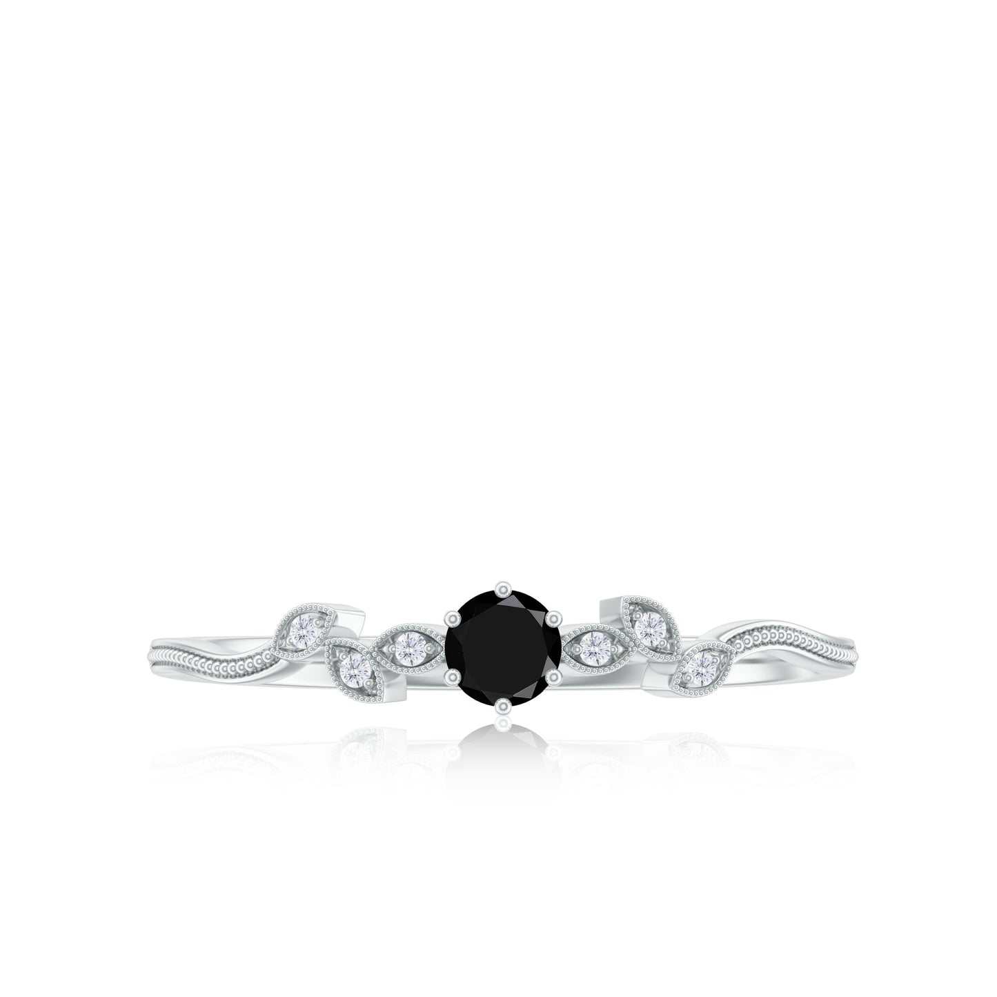 Black Onyx and Diamond Nature Inspired Promise Ring