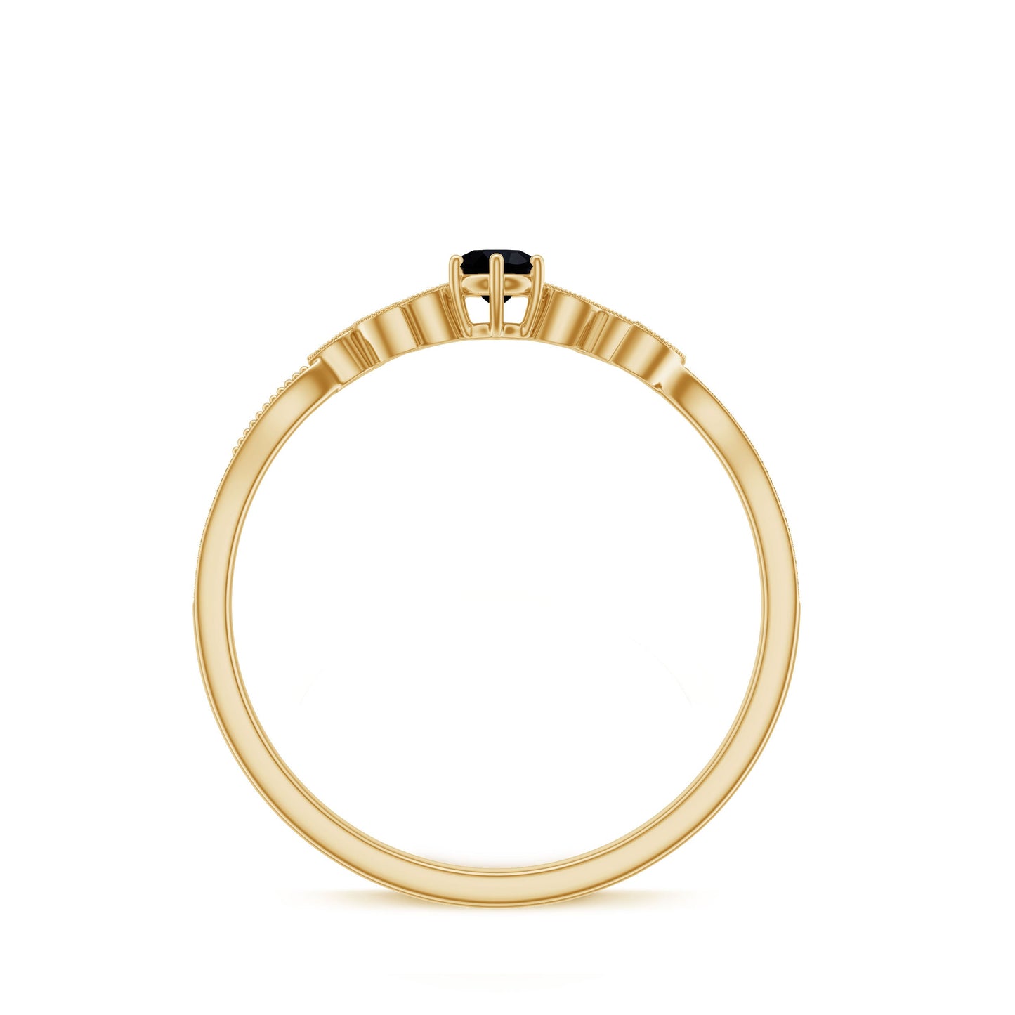 Black Onyx and Diamond Nature Inspired Promise Ring