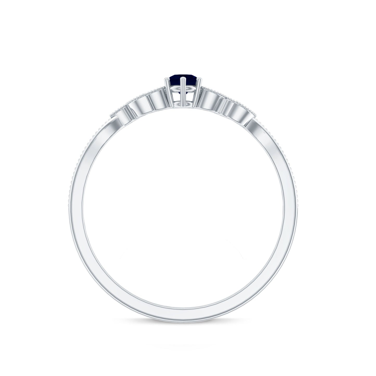 1/4 CT Blue Sapphire and Diamond Leaf Branch Promise Ring