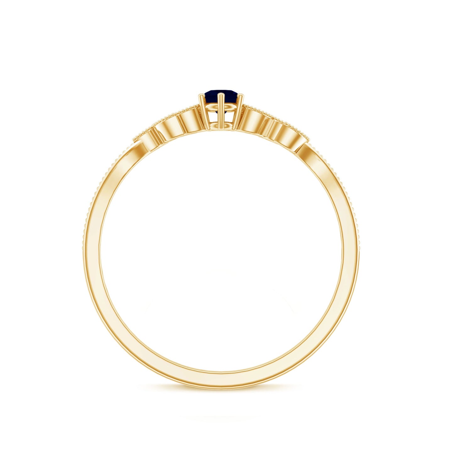 1/4 CT Blue Sapphire and Diamond Leaf Branch Promise Ring