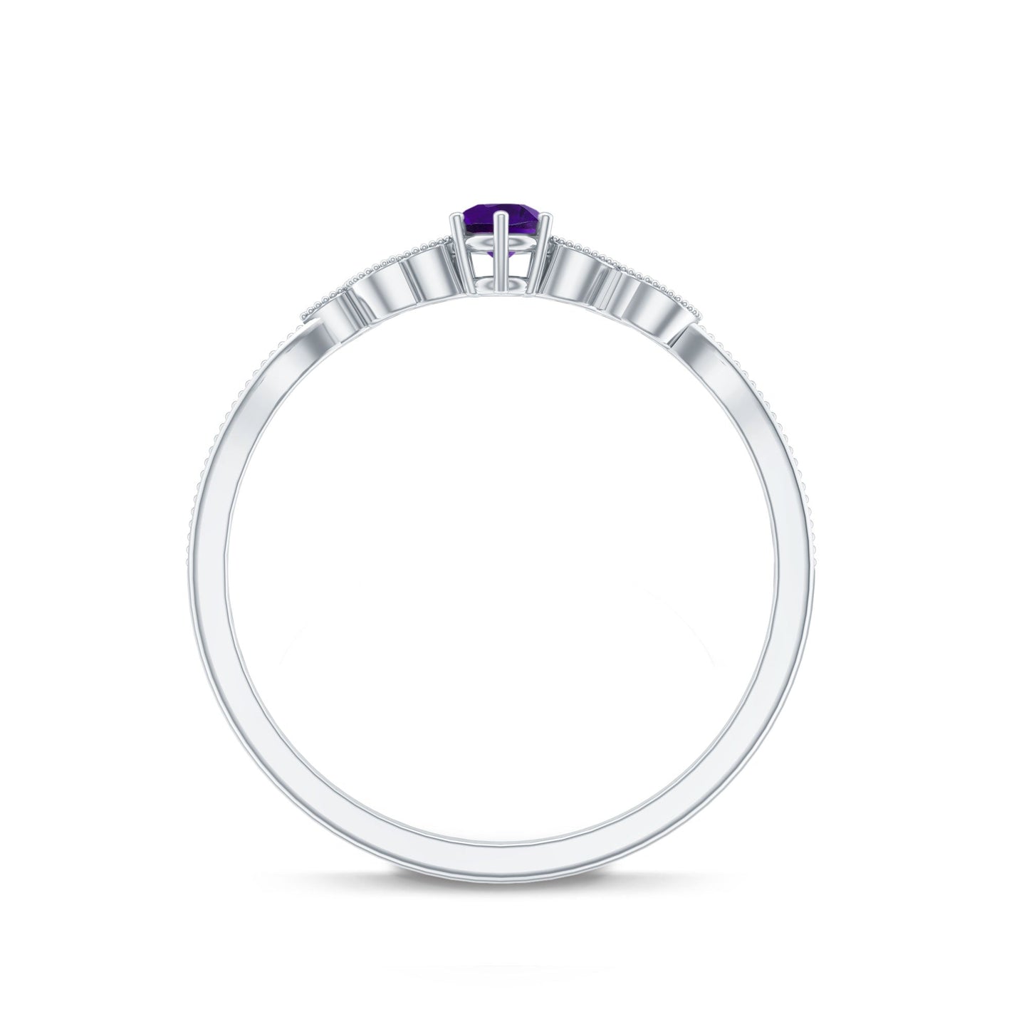 Amethyst and Diamond Leaf Branch Promise Ring