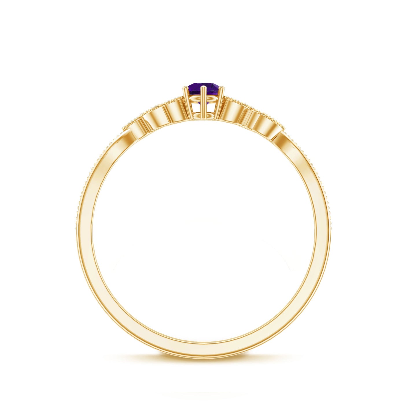 Amethyst and Diamond Leaf Branch Promise Ring