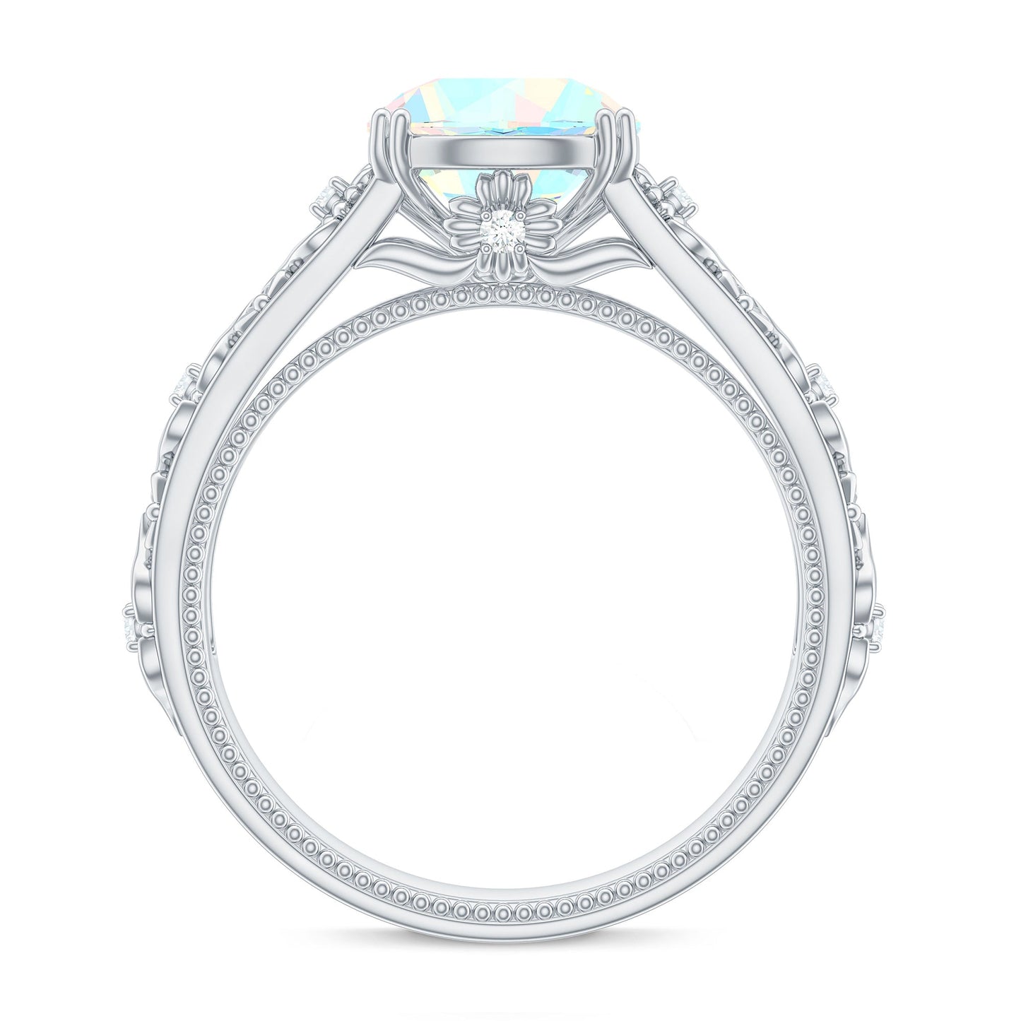 Nature Inspired 8mm Ethiopian Opal Engagement Ring with Diamond